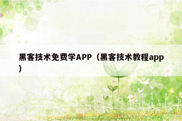 黑客技术免费学APP（黑客技术教程app）